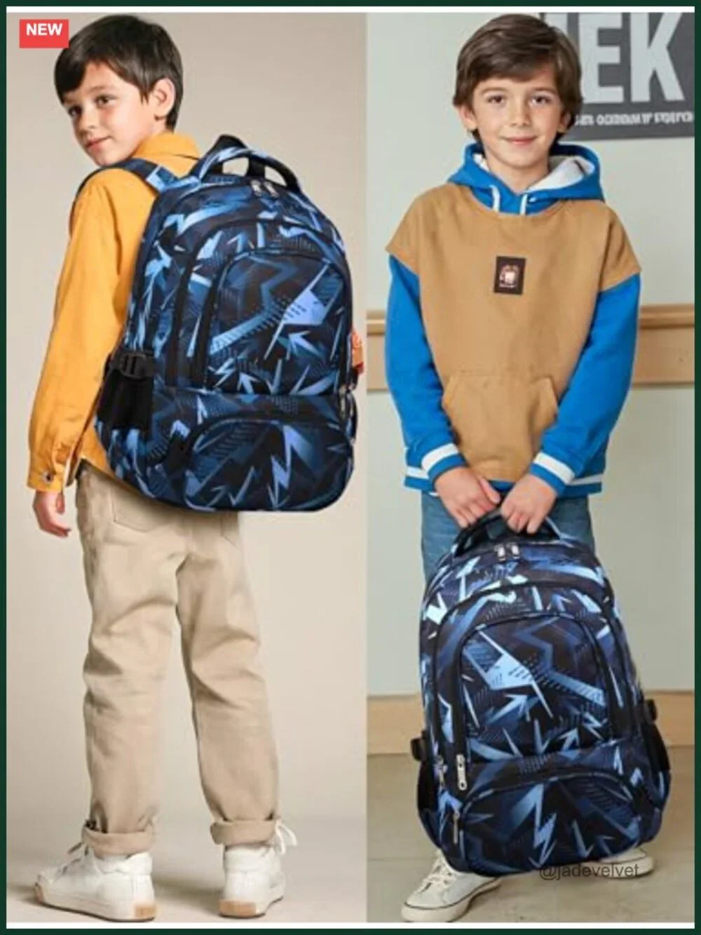 Kids School Backpack with Laptop Compartment Geometric Pattern Water-Resistant